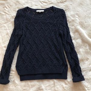 Loft latticed sweater, navy.